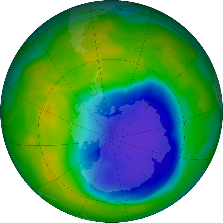 Antarctic ozone map for 18 November 2023